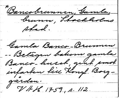 Bild på arkivkortet för arkivposten *Bancobrunnen, Gamla
