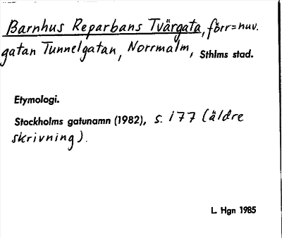 Bild på arkivkortet för arkivposten Barnhus Reparbans Tvärgata