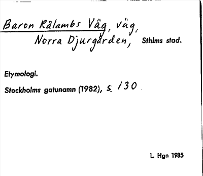 Bild på arkivkortet för arkivposten Baron Kålambs Väg