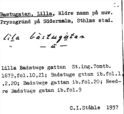 Bild på arkivkortet för arkivposten Bastugatan, Lilla