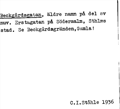 Bild på arkivkortet för arkivposten Beckgårdsgatan