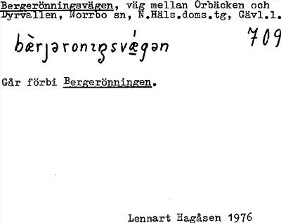 Bild på arkivkortet för arkivposten Bergerönningsvägen