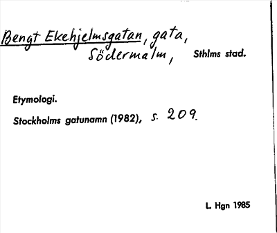 Bild på arkivkortet för arkivposten Bengt Ekehjelmsgatan