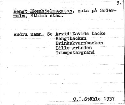 Bild på arkivkortet för arkivposten Bengt Ekenhjelmsgatan