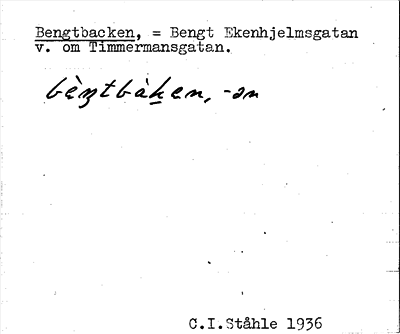 Bild på arkivkortet för arkivposten Bengtbacken