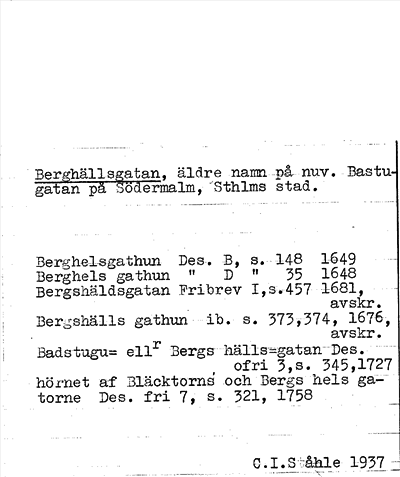 Bild på arkivkortet för arkivposten Berghällsgatan