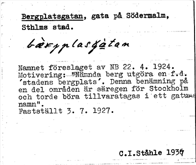Bild på arkivkortet för arkivposten Bergplatsgatan