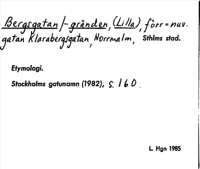 Bild på arkivkortet för arkivposten Bergsgatan Bergsgränden, (Lilla)