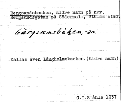 Bild på arkivkortet för arkivposten Bergsundsbacken