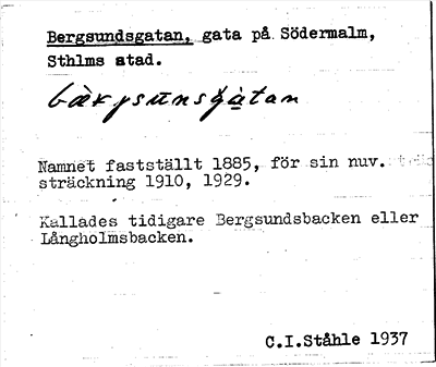 Bild på arkivkortet för arkivposten Bergsundsgatan