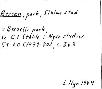 Bild på arkivkortet för arkivposten Bersan = Berzelii park
