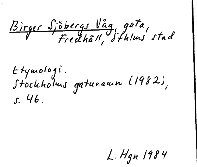 Bild på arkivkortet för arkivposten Birger Sjöbergs Väg