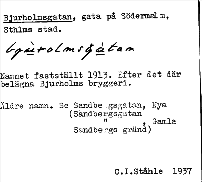 Bild på arkivkortet för arkivposten Bjurholmsgatan