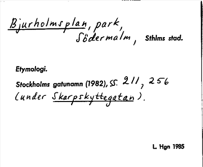 Bild på arkivkortet för arkivposten Bjurholmsplan