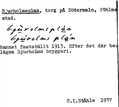 Bild på arkivkortet för arkivposten Bjurholmsplan