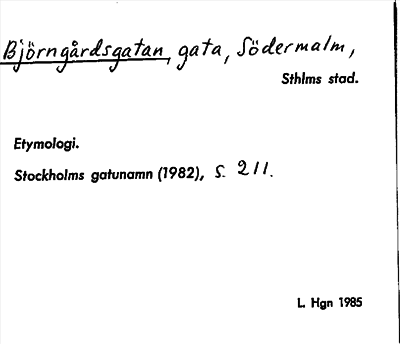 Bild på arkivkortet för arkivposten Björngårdsgatan