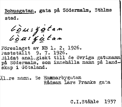 Bild på arkivkortet för arkivposten Bohusgatan