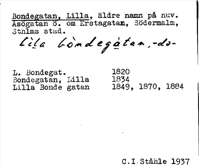 Bild på arkivkortet för arkivposten Bondegatan, Lilla