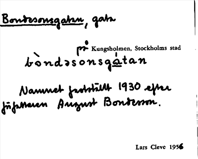 Bild på arkivkortet för arkivposten Bondesonsgatan