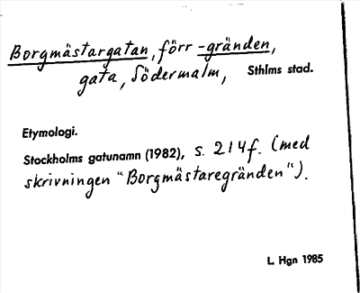Bild på arkivkortet för arkivposten Borgmästargatan, förr -gränden