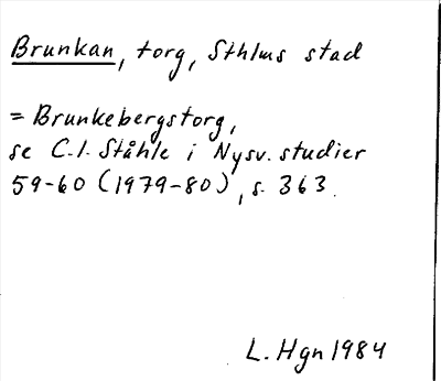 Bild på arkivkortet för arkivposten Brunkan = Brunkebergstorg