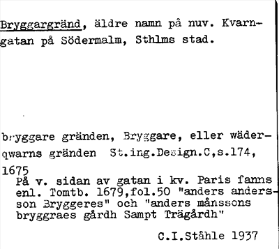 Bild på arkivkortet för arkivposten Bryggargränd