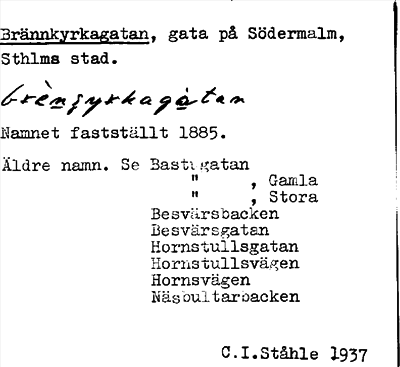 Bild på arkivkortet för arkivposten Brännkyrkagatan