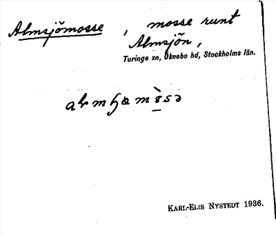Bild på arkivkortet för arkivposten Almsjömosse