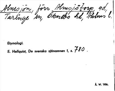 Bild på arkivkortet för arkivposten Almsjön, förr Almsjötorp