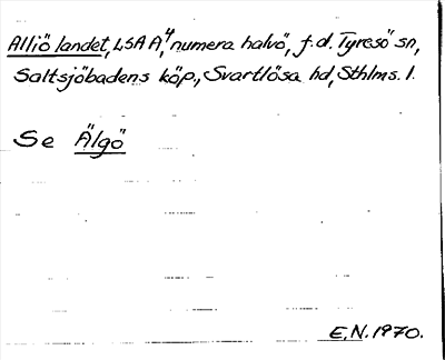 Bild på arkivkortet för arkivposten Alliö landet, se Älgö