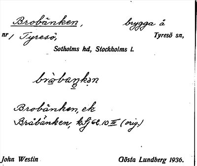 Bild på arkivkortet för arkivposten Brobänken