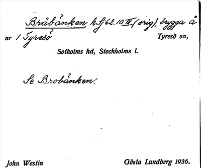 Bild på arkivkortet för arkivposten Bråbänken