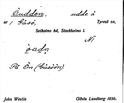Bild på arkivkortet för arkivposten Öudden
