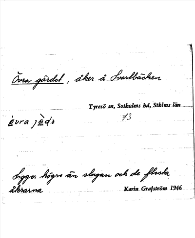 Bild på arkivkortet för arkivposten Övra gärdet