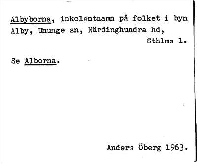Bild på arkivkortet för arkivposten Albyborna, se Alborna