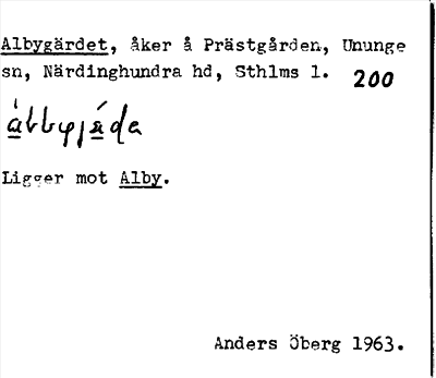 Bild på arkivkortet för arkivposten Albygärdet