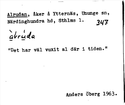 Bild på arkivkortet för arkivposten Alrudan