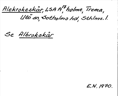 Bild på arkivkortet för arkivposten Alekrokeskär, se Albrokskär