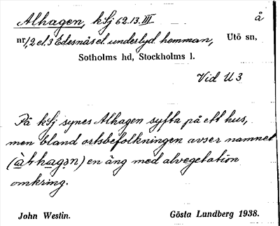 Bild på arkivkortet för arkivposten Alhagen