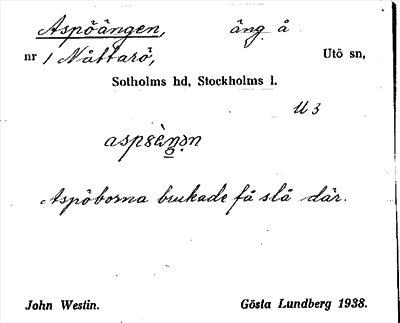 Bild på arkivkortet för arkivposten Aspöängen