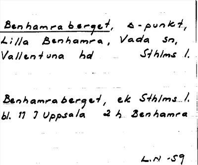 Bild på arkivkortet för arkivposten Benhamraberget