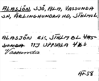 Bild på arkivkortet för arkivposten Alasjön