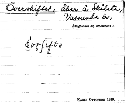 Bild på arkivkortet för arkivposten Överskiftet