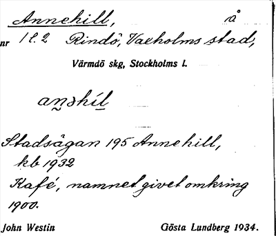 Bild på arkivkortet för arkivposten Annehill