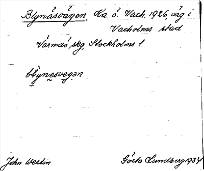 Bild på arkivkortet för arkivposten Blynäsvägen