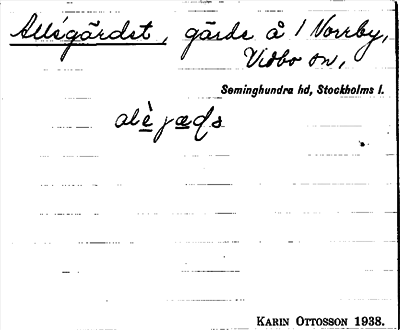 Bild på arkivkortet för arkivposten Allégärdet