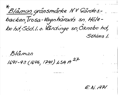 Bild på arkivkortet för arkivposten *Blåman