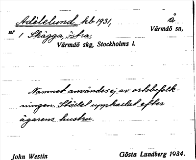 Bild på arkivkortet för arkivposten Adèlelund