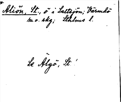 Bild på arkivkortet för arkivposten *Aliön, St.