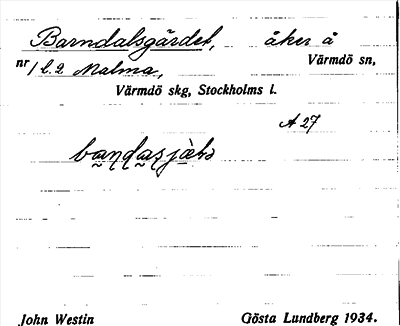 Bild på arkivkortet för arkivposten Barndalsgärdet